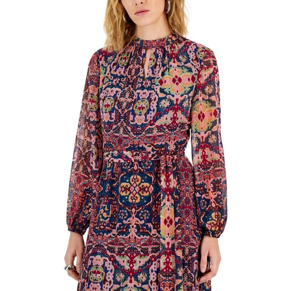 NWT Tahari Asl Women's Tapestry-Print Chiffon Midi Dress 2AM205-T2 6 Multicolor - Picture 4 of 4